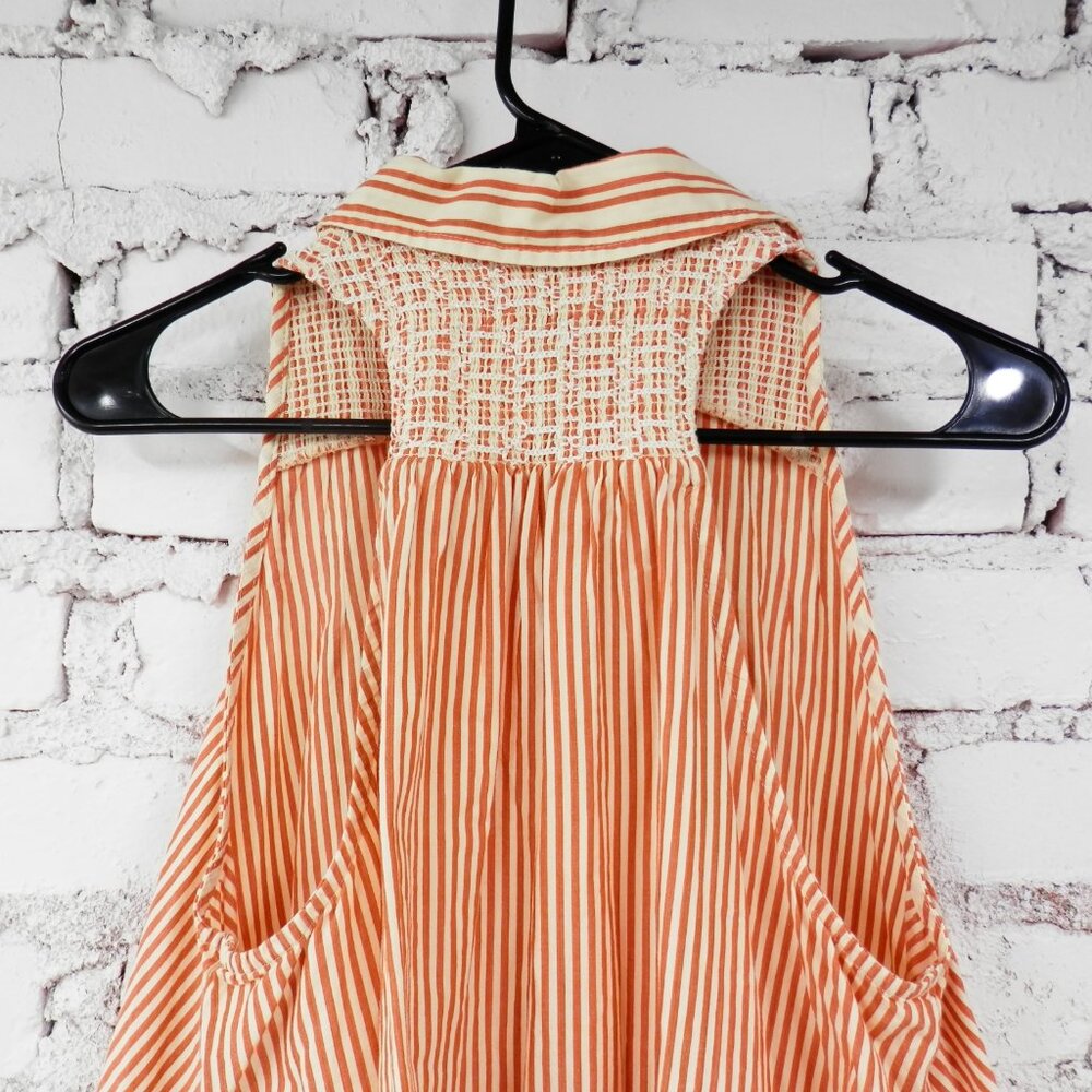 Free People || Be Real Stripe Cotton Shirtdress in Rust - Picture 6 of 12